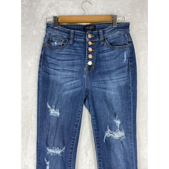 Just Blue Skinny Fit Distressed Raw Hem Style JB82246DK Size 7/28 - Picture 3 of 14